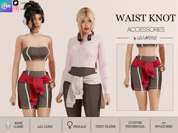 Alpha RITA WAIST KNOT ACCESSORIES by linavees - The Sims 4 Custom Content