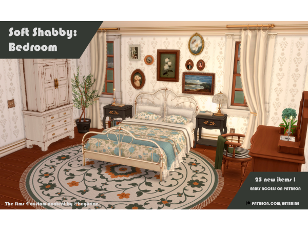 Maxis Match Soft Shabby Bedroom - The Sims 4 Custom Content