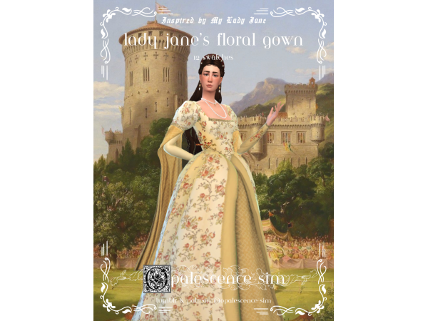 Maxis Match LADY JANES FLORAL GOWN by opalescence - The Sims 4 Custom Content