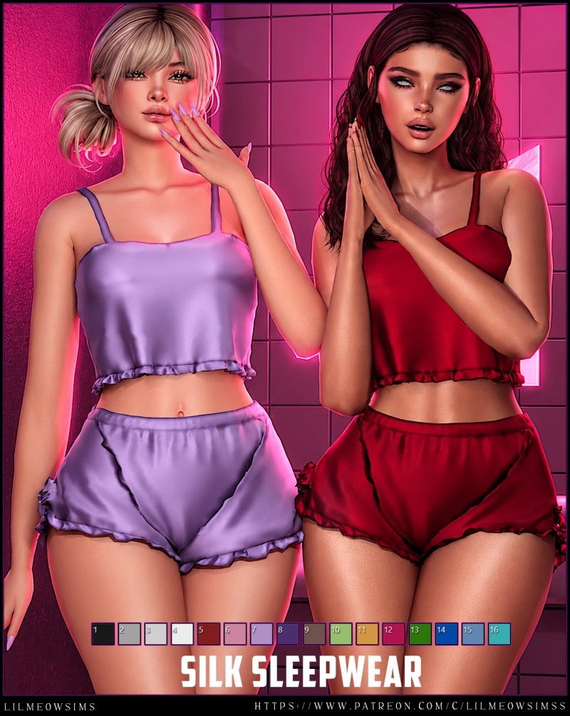 Alpha Silk Sleepwear by liilmeowsims - The Sims 4 Custom Content