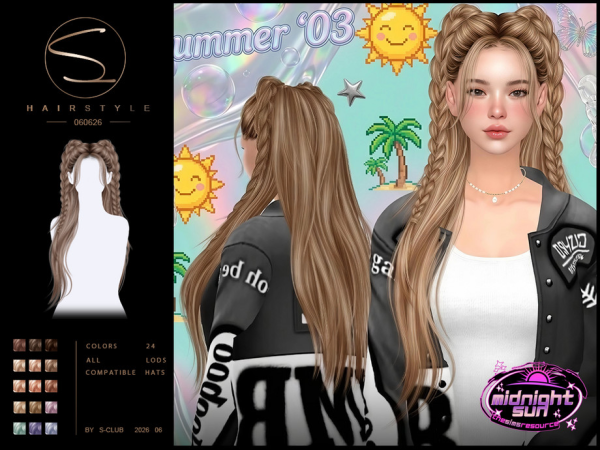 Alpha S CLUB BRAID LONG HAIRSTYLE MidnightSun Club by S - The Sims 4 Custom Content