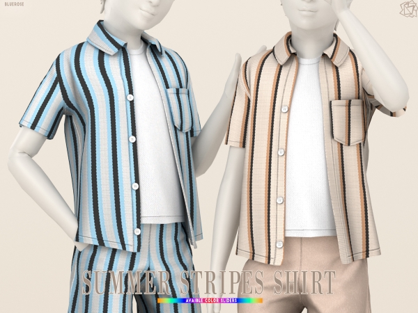 Mix Summer Stripes Shirt - The Sims 4 Custom Content
