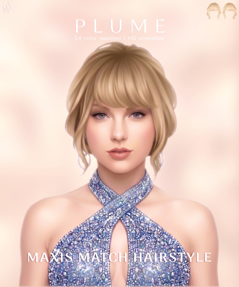 Maxis Match Plume Hairstyle by greenteahoney - The Sims 4 Custom Content