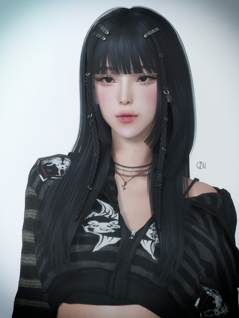 Alpha [JINO] HAIR N2527 YUKI ACC N8 9 by simsfinds - The Sims 4 Custom Content