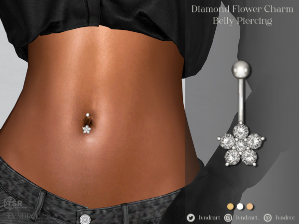 Alpha Diamond Flower Charm Belly Piercing - The Sims 4 Custom Content