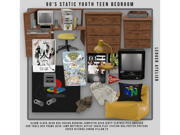 Alpha 90's Static Youth Teen BedroomAtelier Tiers - The Sims 4 Custom Content