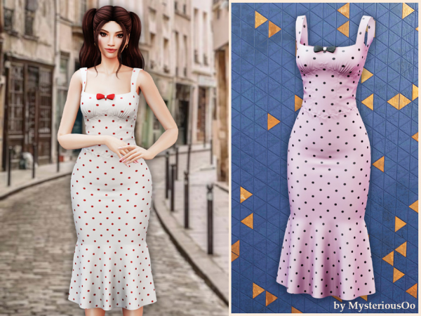 Alpha Polka elegance mermaid dress by MysteriousOo - The Sims 4 Custom Content