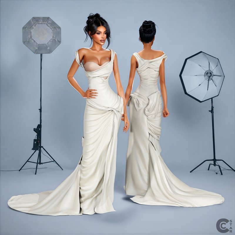 Alpha Asymmetrical Draped OffShoulder Mermaid Gown by cool_content_star - The Sims 4 Custom Content
