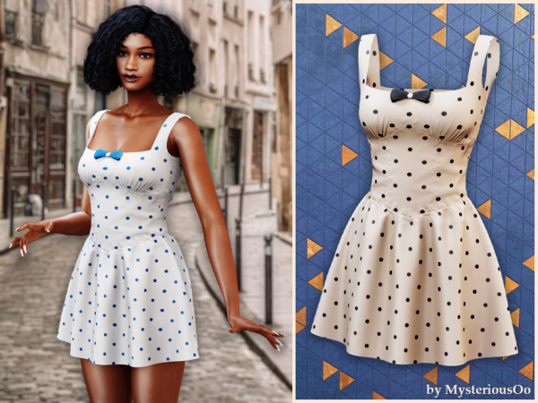 Alpha Polka charm skater dress by MysteriousOo - The Sims 4 Custom Content