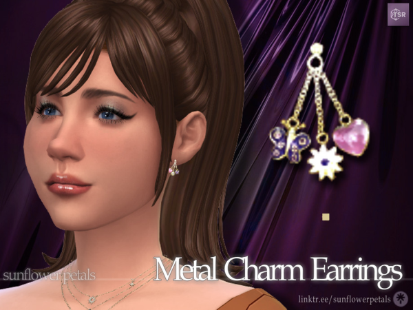 Mix Metal Charm Earrings - The Sims 4 Custom Content