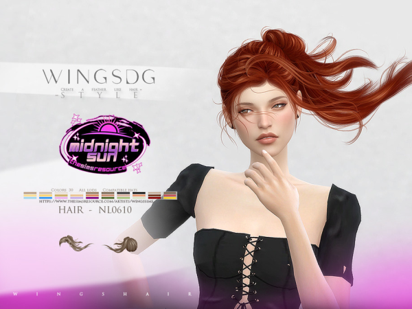 Alpha WINGS HAIR long flowing hair by wingssims - The Sims 4 Custom Content