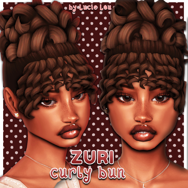 Maxis Match Zuri curly bun by simsfinds - The Sims 4 Custom Content