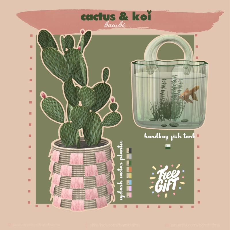 Alpha cactus and koi by bambisims - The Sims 4 Custom Content