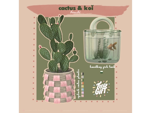 Alpha cactus and koi - The Sims 4 Custom Content