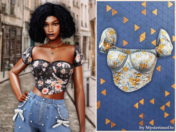 Alpha Blooming corset blouse by MysteriousOo - The Sims 4 Custom Content
