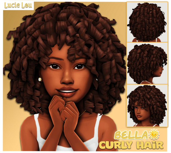 Maxis Match Bella curly hair by simsfinds - The Sims 4 Custom Content