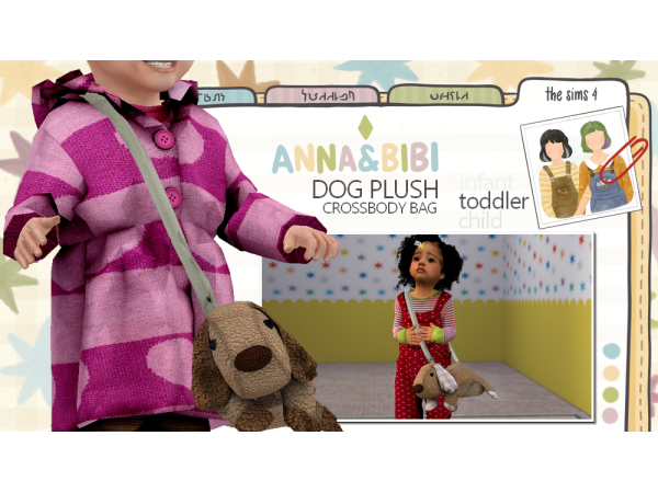 Alpha Dog Plush Crossbody Bag Toddler [AnnaBibi] - The Sims 4 Custom Content