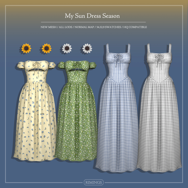 Alpha [RIMINGS] My Sun Dress Season by simsfinds - The Sims 4 Custom Content