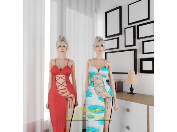 Alpha MARIGOLD TS4_AQILA LONG DRESS - The Sims 4 Custom Content