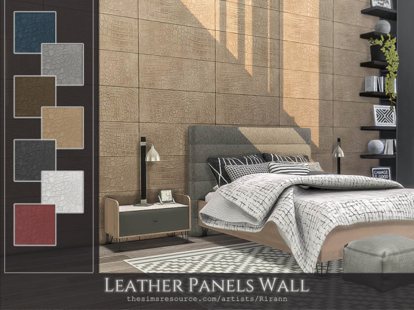 Alpha Leather Panels Wall - The Sims 4 Custom Content