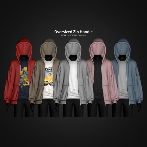 Alpha Oversized Zip Hoodie by simsfinds - The Sims 4 Custom Content