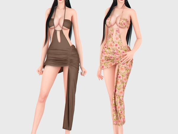 Alpha Rowan Drapped Dress - The Sims 4 Custom Content