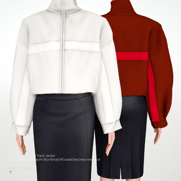 Alpha Color Block Zip Up Track Jacket by simsfinds - The Sims 4 Custom Content