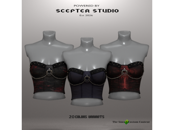 Alpha Vespera Studded Vegan Bustier by Scepter - The Sims 4 Custom Content