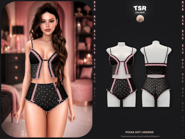 Alpha SET Polka Dot Lingerie - The Sims 4 Custom Content