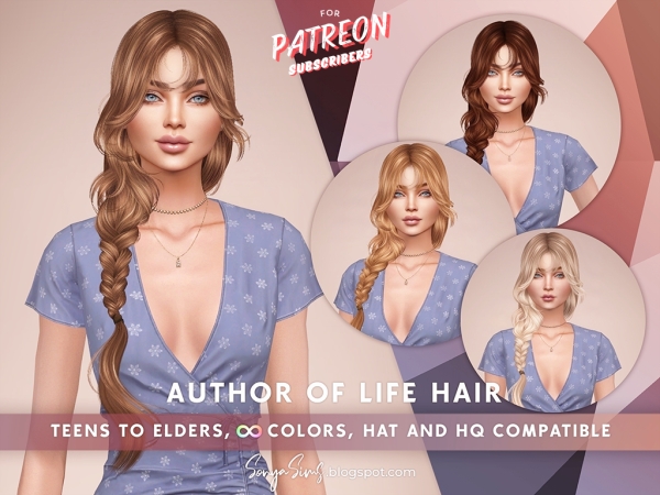 Alpha Author of Life Hair (Shorter Braids Version) - The Sims 4 Custom Content