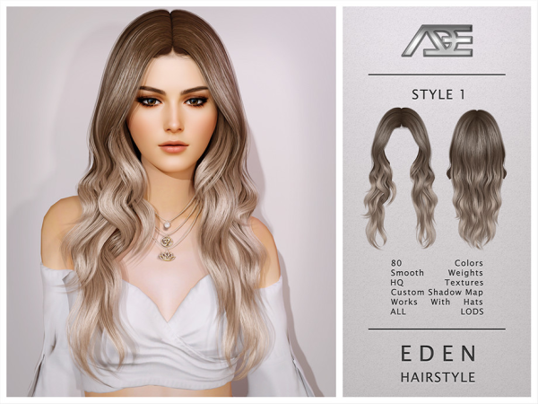 Alpha Eden Hairstyle Style 1 - The Sims 4 Custom Content