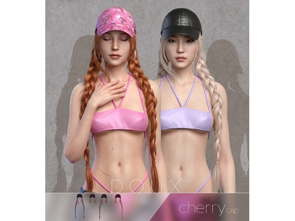 Alpha DOUX Cherry hairstyle with cap x VICE Playful Braids Meet Streetwear Icon - The Sims 4 Custom Content