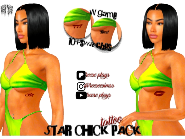Alpha Star Chick Tattoo Pack - The Sims 4 Custom Content