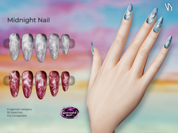 Alpha VELYSEA Midnight Nail by VELYSEA - The Sims 4 Custom Content