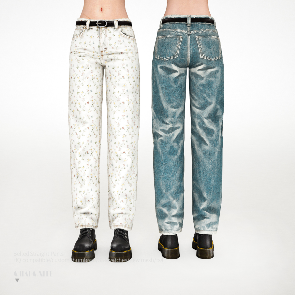 Alpha Belted Straight Pants by simsfinds - The Sims 4 Custom Content