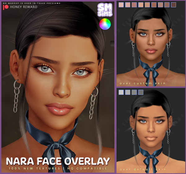 Alpha HONEY Nara Face Overlay by simsfinds - The Sims 4 Custom Content