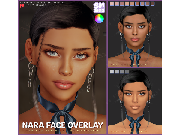 Alpha HONEY Nara Face Overlay by SMSims - The Sims 4 Custom Content