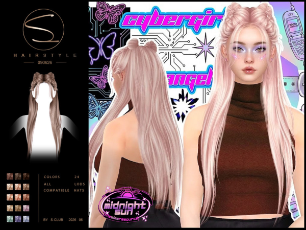 Alpha S CLUB BRAID LONG HAIRSTYLE MidnightSun Club by S - The Sims 4 Custom Content