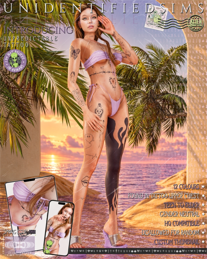 Mix Unpredictable Tattoo Issue 68 by unidentifiedsims - The Sims 4 Custom Content