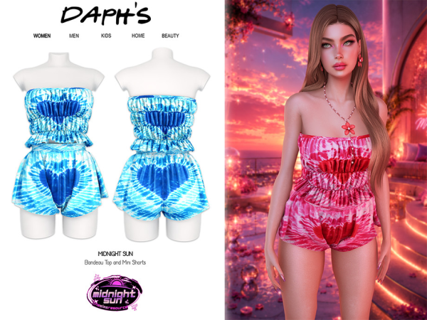 Alpha Daph's MIDNIGHT SUN Bandeau Top and Mini Shorts - The Sims 4 Custom Content