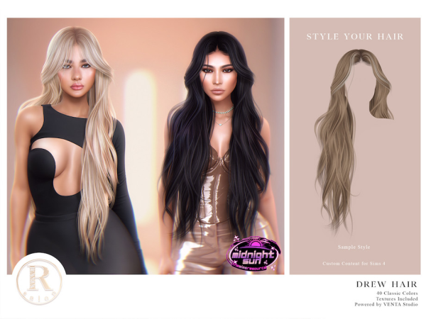 Alpha RAMA Drew Hair by VentaStudio - The Sims 4 Custom Content