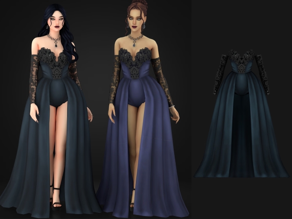 Maxis Match Raven Dress - The Sims 4 Custom Content