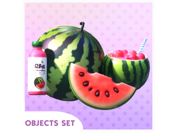 Maxis Match Watermelon Kitchen Decor Set 4 decorative objects - The Sims 4 Custom Content