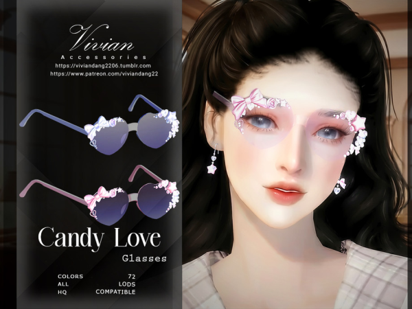 Alpha Candy Love Glasses by VivianDang - The Sims 4 Custom Content