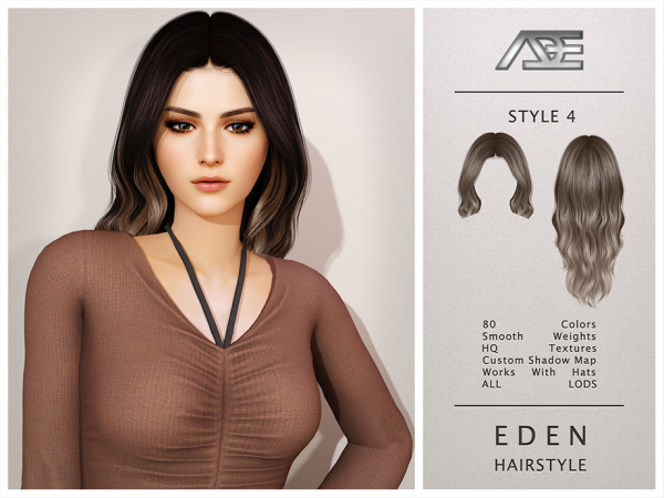 Alpha Eden Hairstyle Style 4 - The Sims 4 Custom Content