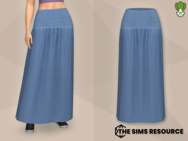 Maxis Match Modest Wear Shirring Waist Maxi Skirt - The Sims 4 Custom Content