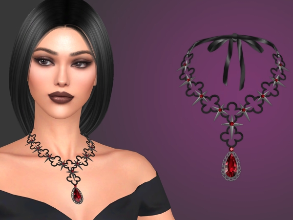 Alpha Goth Wedding Part 1 Necklace - The Sims 4 Custom Content