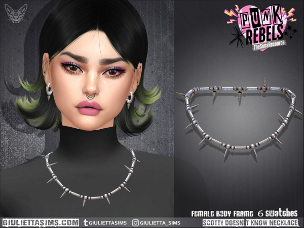 Alpha Punk Rebels Scotty Doesn't Know Spikey Necklace by feyona - The Sims 4 Custom Content