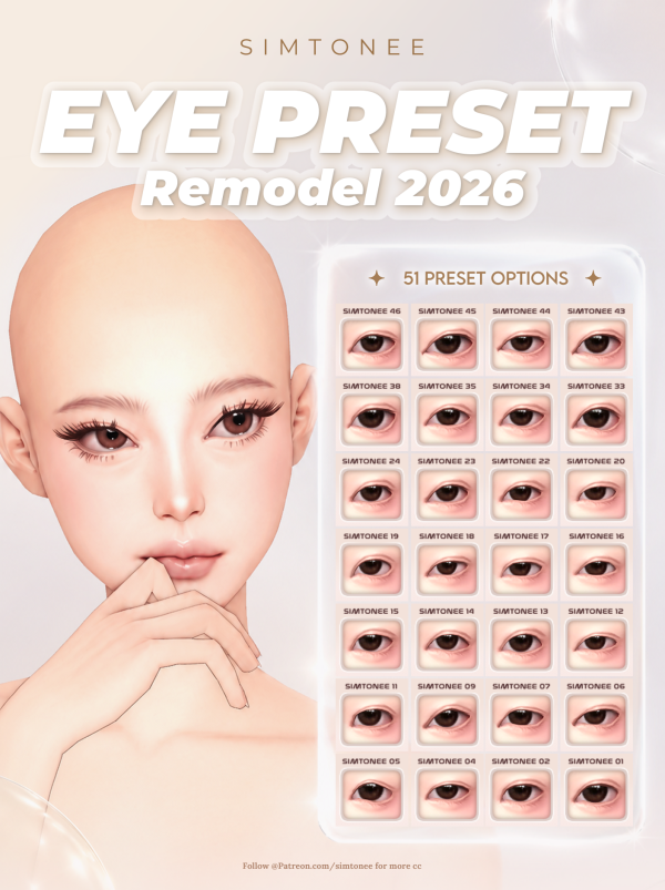 Mix EYE PRESET 01 51 REMODEL 2026 by simsfinds - The Sims 4 Custom Content