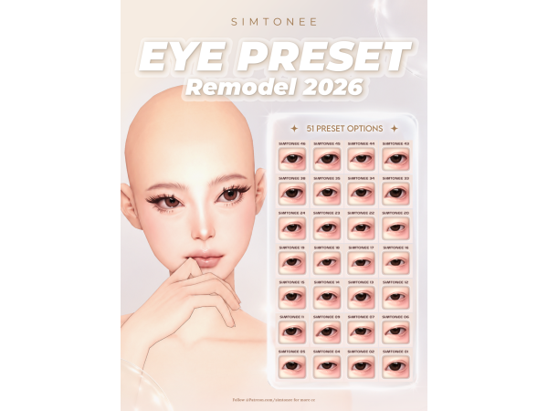 Mix EYE PRESET 01 51 REMODEL 2026 by Simtonee - The Sims 4 Custom Content
